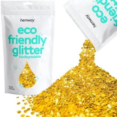 Image of Biodegradable Glitter Gold Eco Friendly Plant Based Bio Super Chunky for Face Body Hair Craft Resin Festival Makeup Eyeshadow 100g / 3.5oz