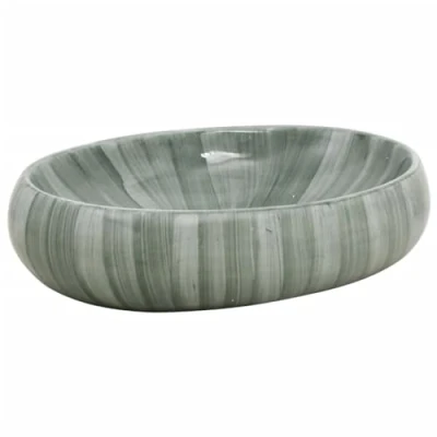 Image of vidaXL Countertop Basin Green Oval 59x40x15 cm Ceramic