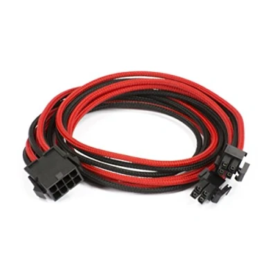 Image of Phanteks 8 to (4+4) Pin M/B Premium Sleeved Extension Cable 19.68&quot; Length, Black/Red(PH CB8P_BR)