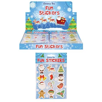 Image of Henbrandt 24 Packs of Christmas Stickers Mini for Children Arts and Crafts Kids Xmas Stocking Filler Party Bag Favours Loot Fillers Boys Girls