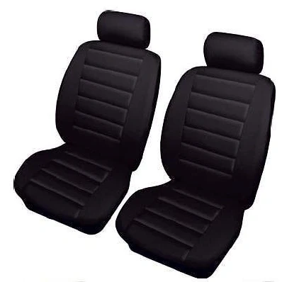 Image of Carseatcover UK® BLACK Airbag Safe Padded LEATHER LOOK Car Van Seat Covers FRONT PAIR