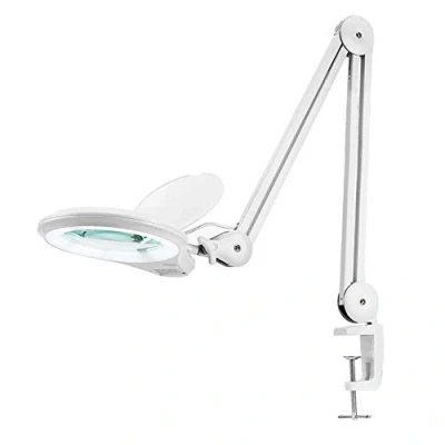 Image of Neatfi 1,200 Lumens LED Magnifying Lamp with Clamp, 13CM Lens Desk Glass Light, Dimmable, 5D/20 Diopter Magnifier Lamp, 4 Brightness Level for Crafts, Beauty &amp; Hobby Light (White)