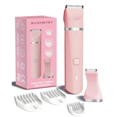 Image of Lady Shaver for Women Bikini Trimmer Rechargeable Pubic Hair Arms Legs Underarms,Replaceable Snap in Ceramic Blades,IPX7,Wet and Dry Use,Pink