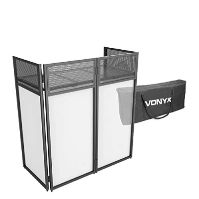 Image of VONYX Folding DJ Screen Facade Booth System with Mixer Shelf &amp; Bag, Lycra Disco