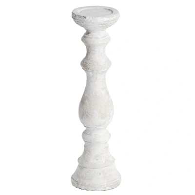 Image of White Wash Stone Textured Vintage Column Candle Holder 40cm Height New Home Gift Birthday Present
