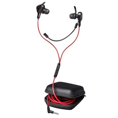Image of Trust Gaming GXT 408 Cobra Multiplatform In Ear Earphones, Headphones with Mic, Flexible Rubber Hooks, Hard Case, Earphones for PC, Console, Laptop, Phone and Tablet Black