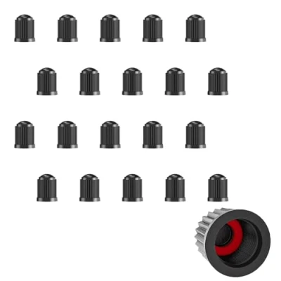 Image of 20 PCS Dust Caps for Car Tyres with O Seal Ring, Tyre Valve Black, Universal Stem Covers SUV, Cars, Bike, Motorcycles, Trucks