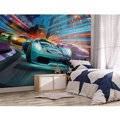 Image of Walltastic Supercar Racers 6 Panel Wallpaper Mural, FSC Paper, Multi, 8 feet High x 10 Wide, 1 Size