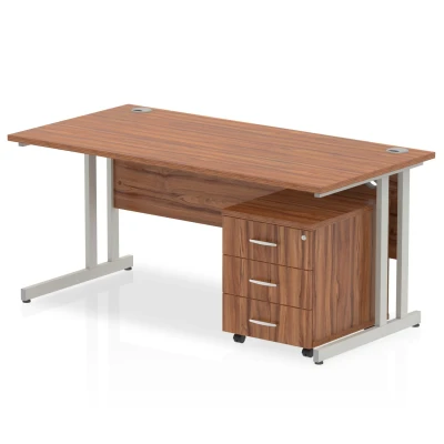 Image of Impulse 1600 Straight Cantilever Workstation with Three drawer mobile