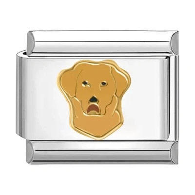 Image of Quiges 9mm Italian Style Charm Link Module Stainless Steel Golden retriever dog for Bracelets