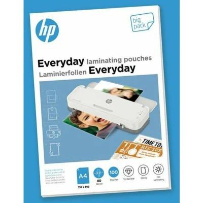 Image of HP Everyday A4 80 Micron Glossy Clear Hot Laminating Pouches (Pack of 100) 9154