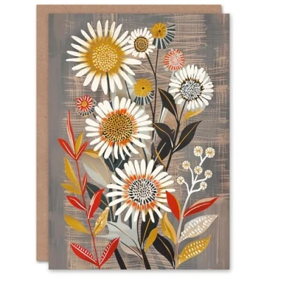 Image of Artery8 Greeting Card Rustic Wildflower Painting Floral Autumn Folk Art For Her Woman Birthday