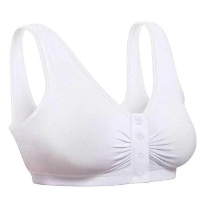 Image of Easylife Easy Close Bra (Set of 3), Comfort Bra, Supports and Lifts, Front Fastening, Wireless, Pink, Beige, White, XXL 50 52&quot;, Size 16 18, Stretches to Fit Cup Sizes A, B, C Fully Guaranteed