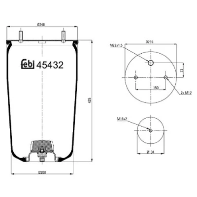 Image of 0542942040, 0542943280, 0542943450 Boot, air suspension FEBI BILSTEIN 45432