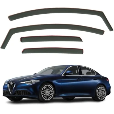Image of Set Of 4 Wind Deflectors Compatible with ALFA ROMEO GIULIA 2016 2017 2018 2019 2020 2021 2022 2023 2024 Models.