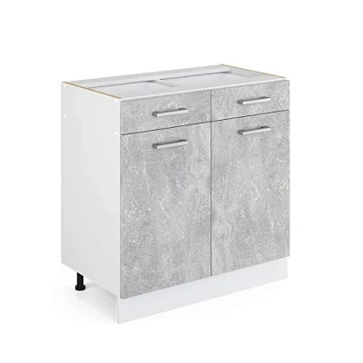 Image of Vicco Kitchen base cabinet Raul, Concrete/White, 80 cm without worktop