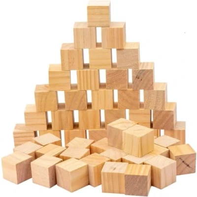 Image of Smooth Wooden Cubes 3 x 3cm DIY Square Decoration Pine Blocks