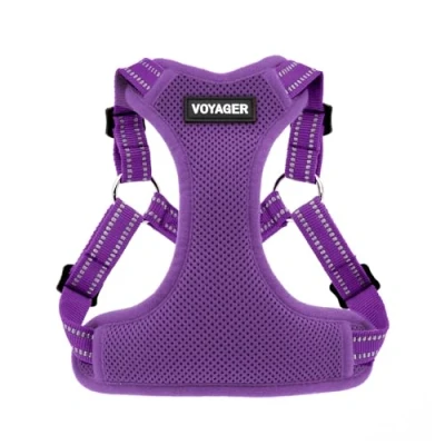 Image of Best Pet Supplies Voyager Adjustable Dog Harness with Reflective Stripes for Walking, Jogging, Heavy Duty Full Body No Pull Vest Leash D Ring, Breathable All Weather (Purple), M