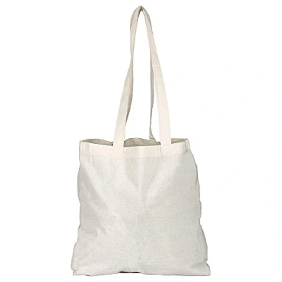 Image of eBuyGB Pack of 5 Cotton Shopper Canvas &amp; Beach Tote Bag, 42 cm (Beige)