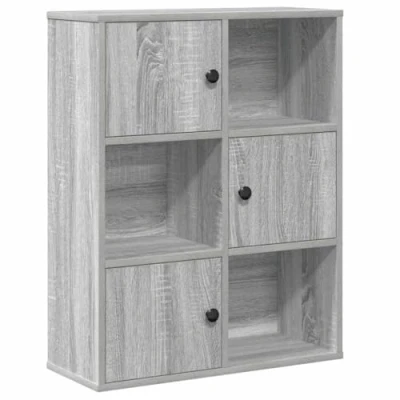 Image of vidaXL bookcase grey sonoma bookshelf 60x24x76.5 cm engineered wood modern freestanding storage solution for living room office