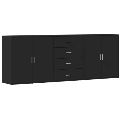 Image of vidaXL Sideboards 3 pcs Black Engineered Wood