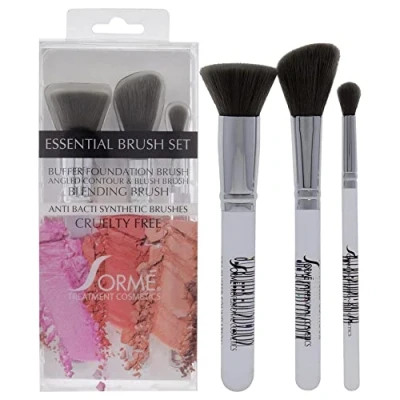Image of Sorme Cosmetics Professional Brush Set Essential For Women 3 Pc Buffer Foundation Brush, Angled Contour and Blush Blending