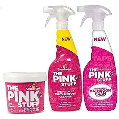 Image of The Pink Stuff Miracle Cleaning Paste, Multi Purpose Spray, And Bathroom Foam 3 Pack Bundle (1 1 Foam) of Piece