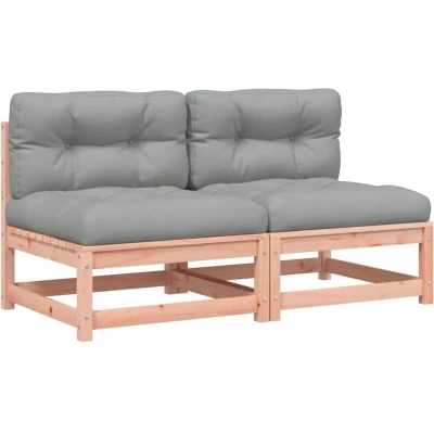 Image of vidaXL Garden Sofas Armless with Cushions 2 pcs Solid Wood Douglas