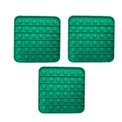 Image of Square Pop Fidget Pad x 3, Green Colour, Calming Anxiety Relief Toy, Perfect for Classroom, Office, and On The Go Relaxation