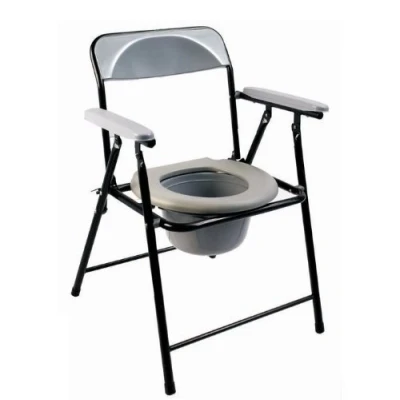 Image of Folding Lightweight Commode Chair with top Loading Easily Removable Pot Travel Toilet ECCOM1