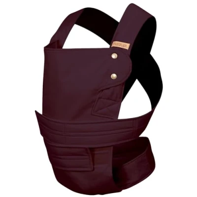 Image of marsupi Baby Carrier for Newborns from Birth up to 15kg, Lightweight and Compact with Sturdy Velcro System, Organic Cotton Classic/Berry, Size L