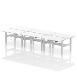 Image of Air B2B 1400x800mm Height Adjustable 6P Bench Desk CP White/Silver