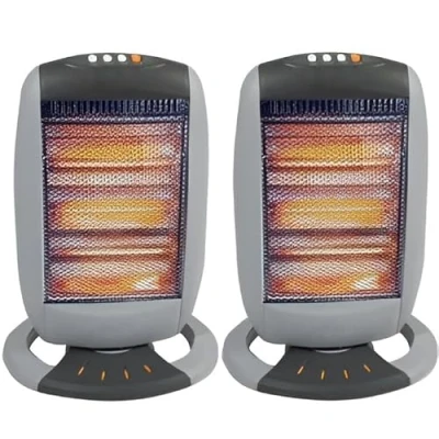 Image of Set of 2 Halogen Heater 400W/800W/1200W 3 Power Settings &amp; Carry Handle, Light weight Moveable Super Silent Overheat Tip Over Protected Room