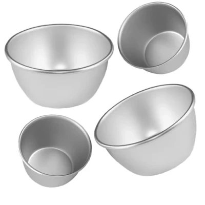 Image of 4 Pack Pudding Moulds, Mini Basins, Aluminium Baking Cups Nonstick Muffin Tin Dariole Moulds Egg Tart Mould Cupcake Basins for Kitchen DIY Cooking (Pack of 4)