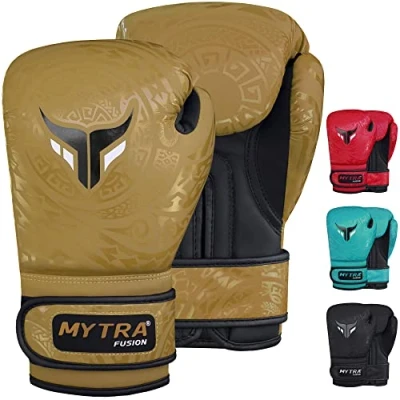 Image of Mytra Fusion Kids Boxing Gloves for Training, Kickboxing, Punch Bag, Muay Thai, MMA, Sparring and Fighting, Perfect Youth Boys &amp; Girls (Gold, 8 OZ)