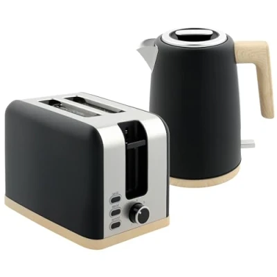 Image of HOMCOM Kettle and Toaster Set, 1.7L 3000W Fast Boil &amp; 2 Slice Kitchen Set with 7 Level Browning Controls, Defrost, Reheat, Auto Off, Dry Protection, Black