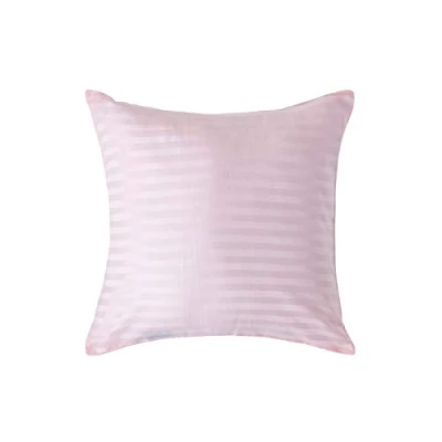 Image of HOMESCAPES Pink Pure Egyptian Cotton Euro Size Pillowcase 40 x cm 330 TC 500 Thread Count Percale Equivalent Satin Stripe Pillow Case with Zip