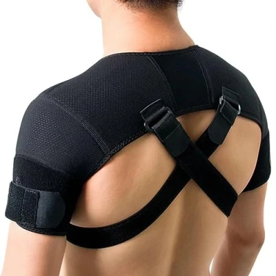 Image of EvAnem Double Shoulder Support Wrap Protector Strap Brace, Adjustable for Pain Relief &amp; Injury Preventio Men and Women