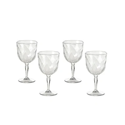 Image of Omada Design 4 Glasses for Water and Wine of 10,83 fl oz in Transparent acrilic Plastic Diamond Line, Clear