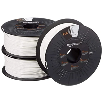 Image of Amazon Basics PLA 3D Printer Filament, 1.75 mm, White, 1 kg Spool, 3 Spools