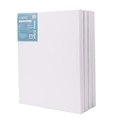 Image of EXERZ 40x50cm Canvas Deep Edge 4pk Artist Framed 3.8cm Thick 380GSM Pre Stretched 100% Cotton/Blank/Triple Primed/Acid Free/Medium Grain//Acrylic, Oil (40x50cm 4pk)