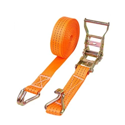 Image of 25mm x 5m 5000 Kg Ratchet Tie Down Lashing Straps with J Hook Tensioning Belt Securing for Lawn Equipment Moving Appliances Motorcycle Orange