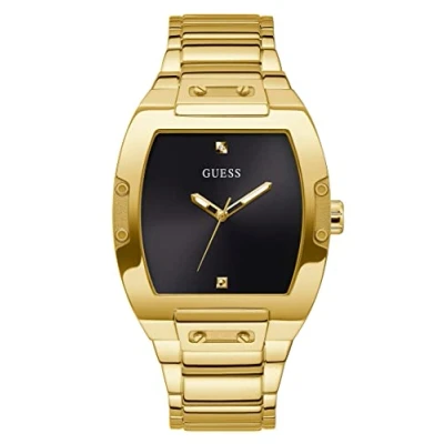 Image of Guess Phoenix Genuine Unisex Watch goldcoloured/black, Size: One Size, Gold coloured/black