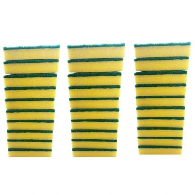 Image of Pack of 30 Scrub Sponge Scourer Washing Up Sponges Dual Sided Size:11 x 7 2 cm, 4.3&quot; 2.8&quot; 0.80