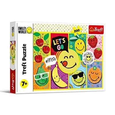 Image of Trefl 13297 200 Pièces Sourire, Emotes, Puzzles Colorés avec Fruits, Divertissement Créatif, Amusant Pour les Enfants à partir de 7 ans, Smiley World, Happy
