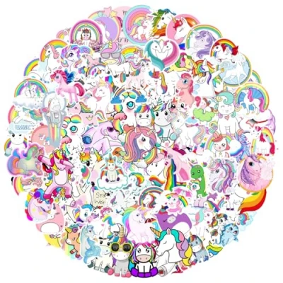 Image of MARSFORCE Unicorn Stickers, Gift for Kids Teen, Cool Waterproof Vinyl Decals Laptop Water Bottles Skateboard Bike Car Helmet Travel Luggage Guitar Toy Phones DIY Party [100 PCS]