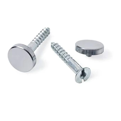 Image of 4 x Mirror Screws ZP 50mm (2 inch) Polished Chrome Flat Cap 20mm
