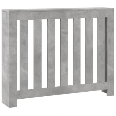 Image of ** vidaXL Radiator Cover Heater Slat Cabinet Concrete Grey, Engineered Wood Modern Slatted Design for Living Room Decor, 104 x 20 82 cm