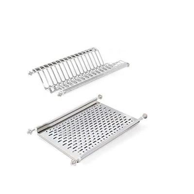 Image of Emuca Stainless Steel Dish Drying Rack for Standard 50 cm Width Kitchen Cabinet, Inner Module 435 470 mm