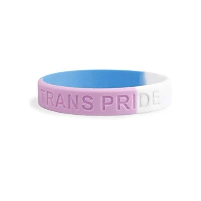 Image of Trans Transgender Gay Pride Lesbian LBGTQ Merged Flag Wristband Silicone Wristbands